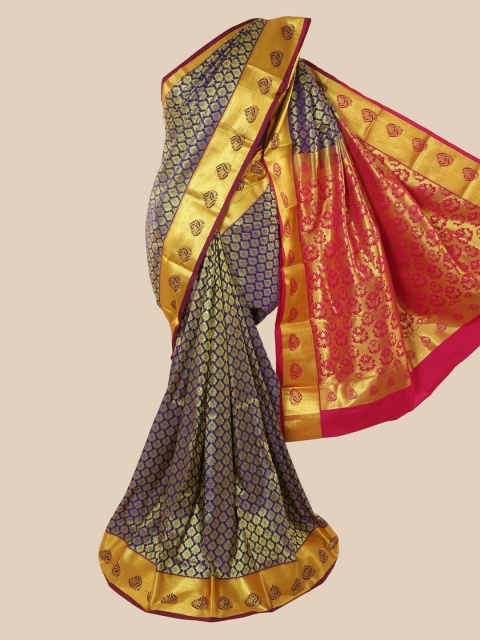 

Pothys Blue & Red Pure Silk Woven Design Saree