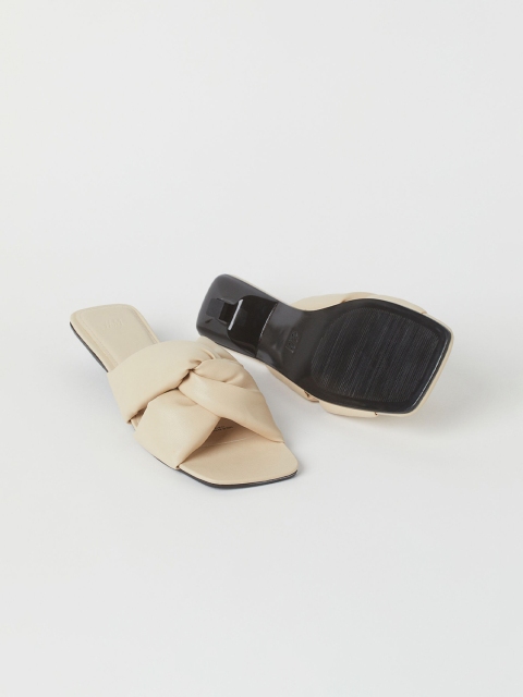 

H&M Women Beige Solid Padded Mules