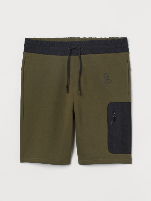 

H&M Men Green Regular Fit Sweatshirt Shorts