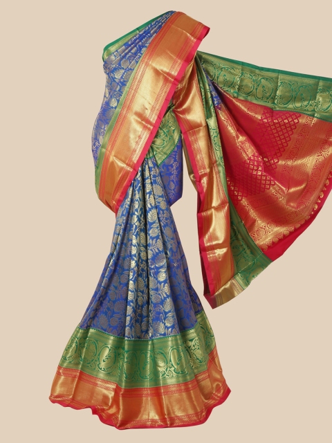 

Pothys Blue & Red Pure Silk Woven Design Saree