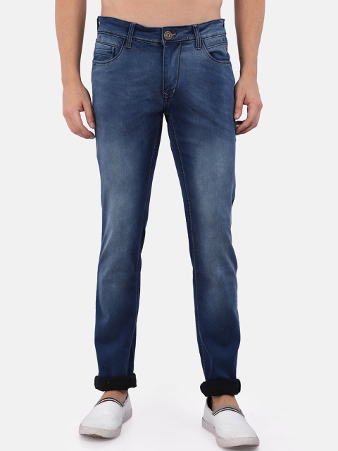 

VUDU Men Navy Blue Smart Slim Fit Low Distress Light Fade Stretchable Jeans