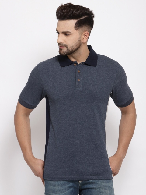 

Kalt Men Blue Solid Polo Collar T-shirt