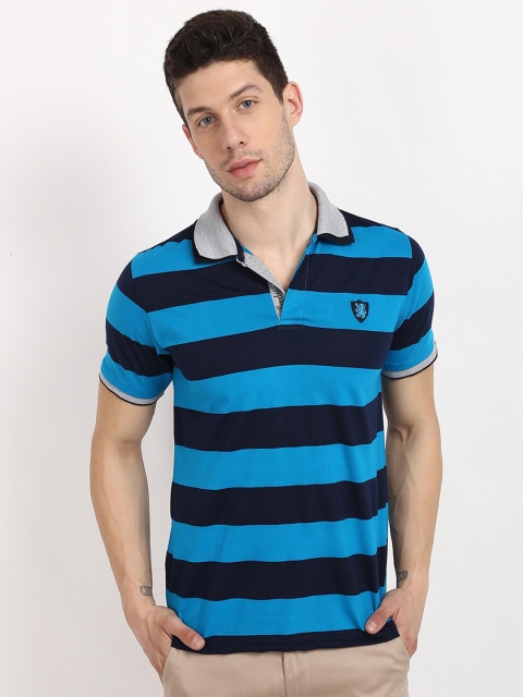 

V2 Value & Variety Men Blue Striped Polo Collar T-shirt
