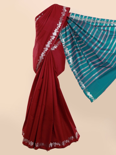 

Pothys Maroon Solid Art Silk Saree