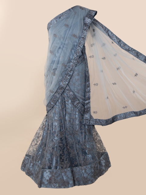 

Pothys Blue Embellished Embroidered Net Saree
