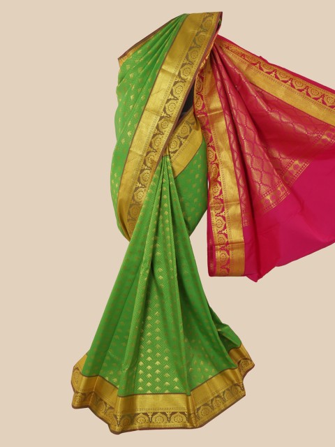 

Pothys Green & Pink Pure Silk Woven Design Saree