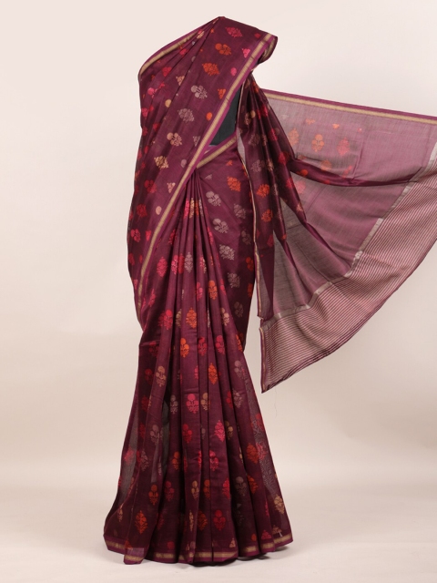 

Pothys Maroon Pure Cotton Printed Chanderi Saree