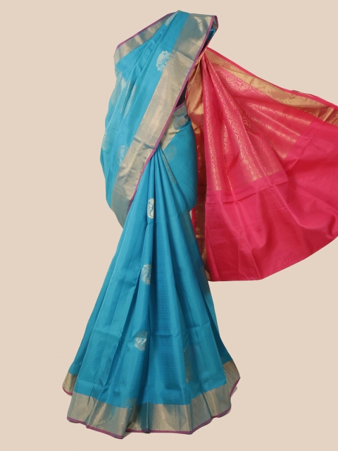 

Pothys Blue Pure Silk Woven Design Kanjeevaram Saree