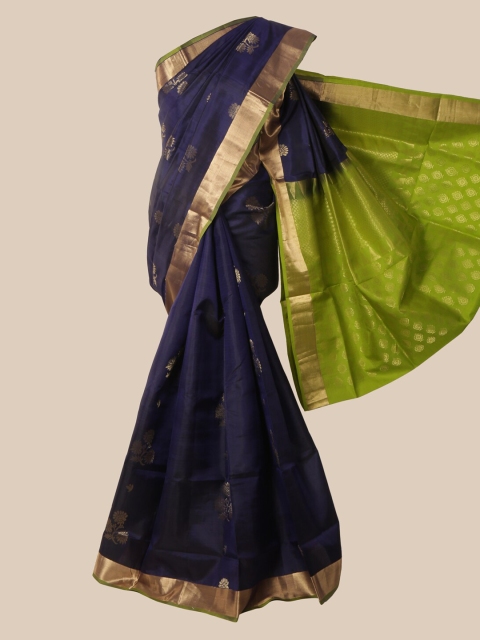 

Pothys Navy Blue & Green Pure Silk Woven Design Kanjeevaram Saree