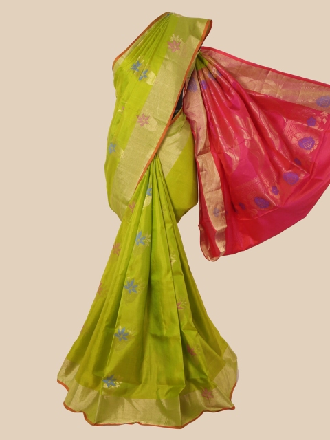 

Pothys Green Floral Zari Pure Silk Saree