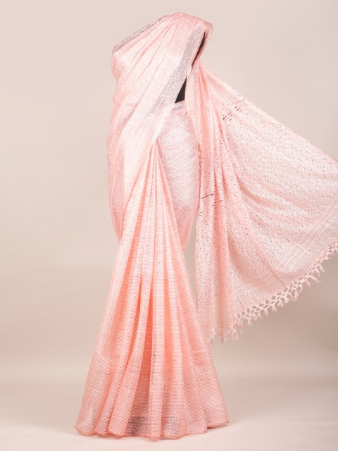 

Pothys Pink Woven Design Embroidered Pure Silk Tussar Saree