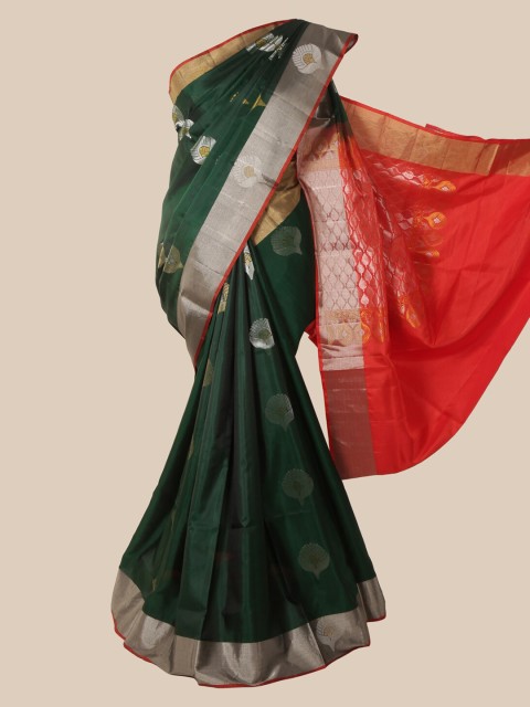 

Pothys Green Pure Silk Woven Design Kanjeevaram Saree