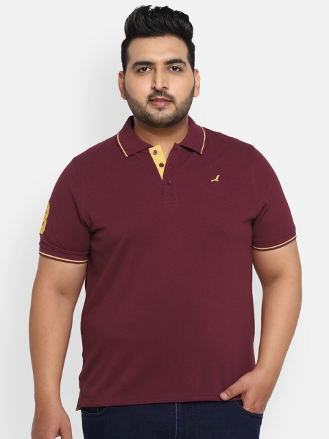 

American Crew Plus Men Burgundy Polo Collar T-shirt