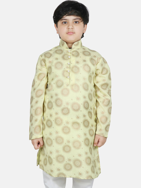 

SG YUVRAJ Boys Yellow Ethnic Motifs Printed Kurta