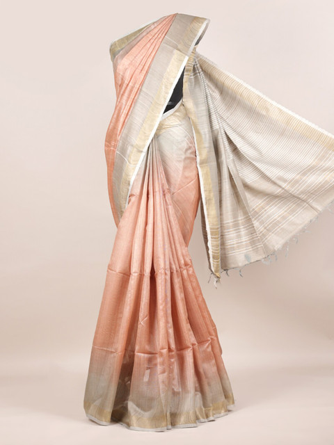 

Pothys Coral Pure Silk Solid Tussar Saree