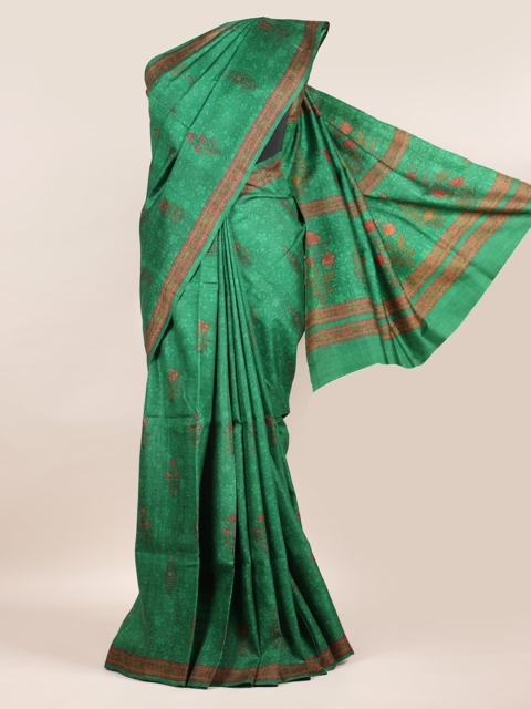 

Pothys Green Floral Pure Silk Saree Tussar