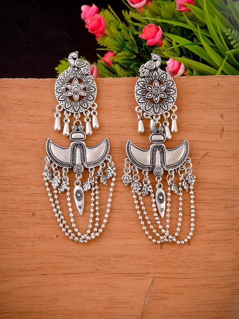 

Silvermerc Designs Silver-Toned Contemporary Drop Earrings
