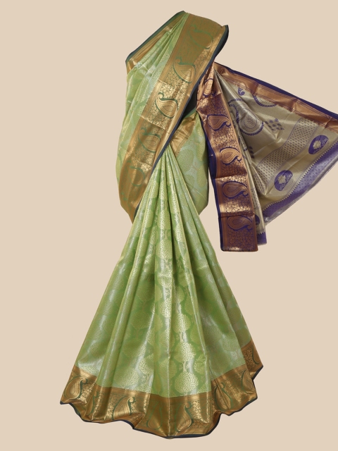 

Pothys Green & Gold-Toned Pure Silk Woven Design Saree