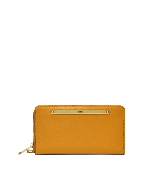

Fossil Yellow Solid Leather Purse Clutch