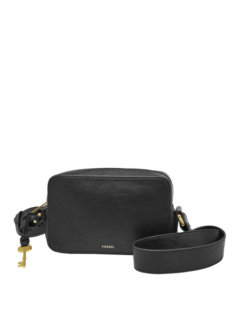 

Fossil Women Black Solid Leather Messenger Bag