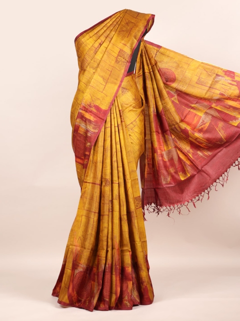 

Pothys Mustard Yellow Pure Silk Saree Tussar
