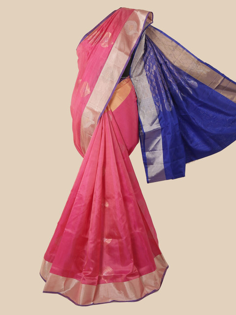 

Pothys Pink & Blue Pure Silk Woven Design Kanjeevaram Saree
