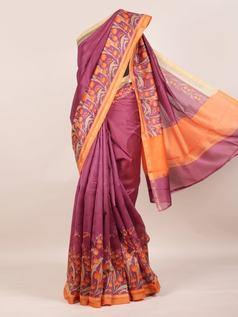 

Pothys Pink Floral Pure Cotton Saree Chanderi