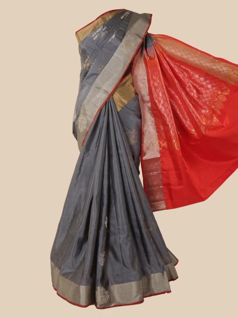 

Pothys Grey Woven Design Pure Silk Saree Kanjeevaram