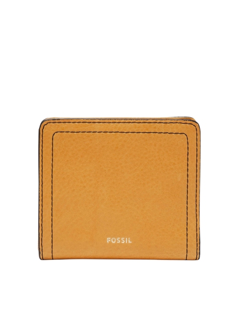 

Fossil Women Yellow Textured Two Fold Leather Wallet