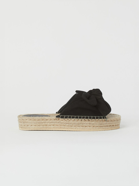 

H&M Women Black Suede Espadrille Mules