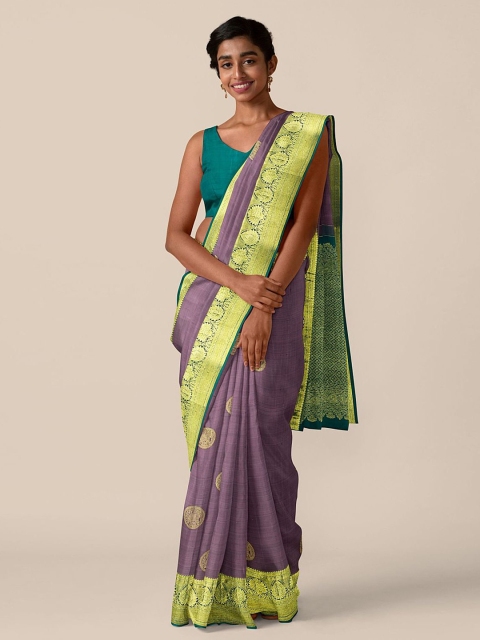 

Taneira Violet Ethnic Motifs Zari Pure Silk Saree Kanjeevaram