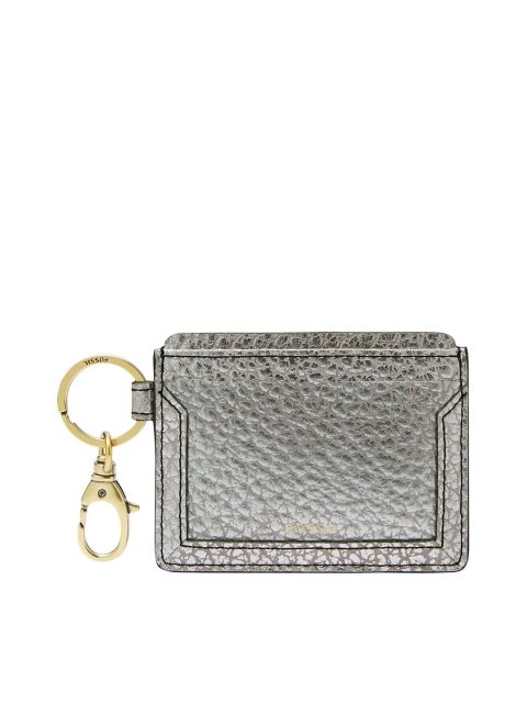 

Fossil Women Silver-Toned Solid Card Leather Holder