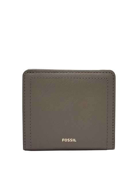 

Fossil Women Grey Solid Leather Two Fold Wallet