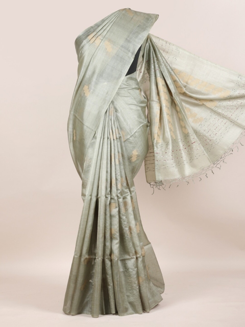 

Pothys Green Pure Silk Woven Design Tussar Saree