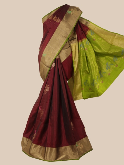 

Pothys Maroon Woven Design Pure Silk Saree Kanjeevaram