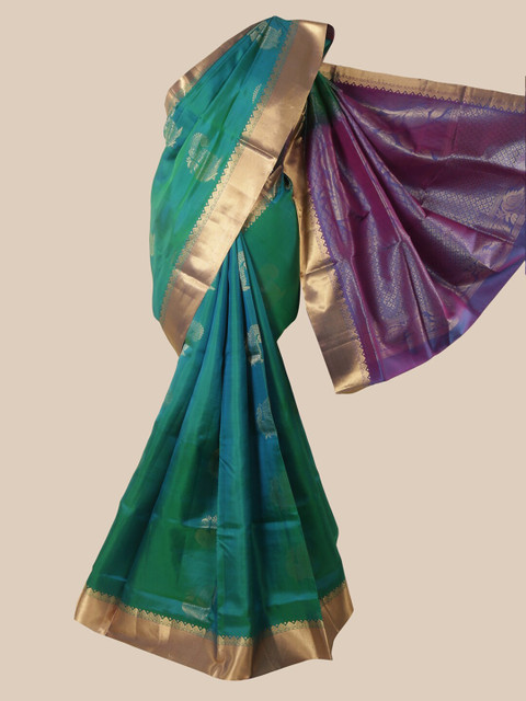 

Pothys Green Ethnic Motifs Zari Pure Silk Kanjeevaram Saree
