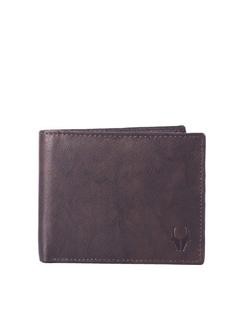 

WildHorn Men Brown Textured Genuine Leather RFID Two Fold Wallet
