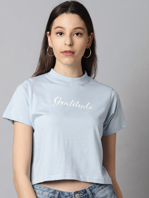 

Blue Saint Blue Printed Regular Crop Top