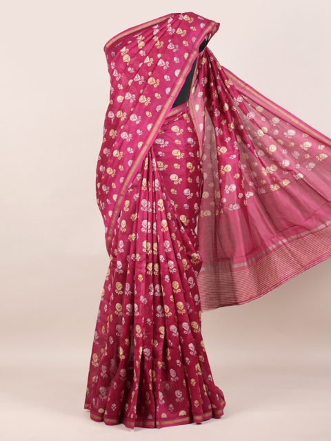 

Pothys Magenta Ethnic Motifs Chanderi Pure Cotton Saree