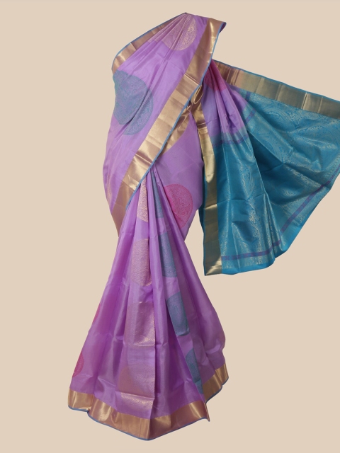 

Pothys Lavender Ethnic Motifs Woven Design Kanjeevaram Pure Silk Saree