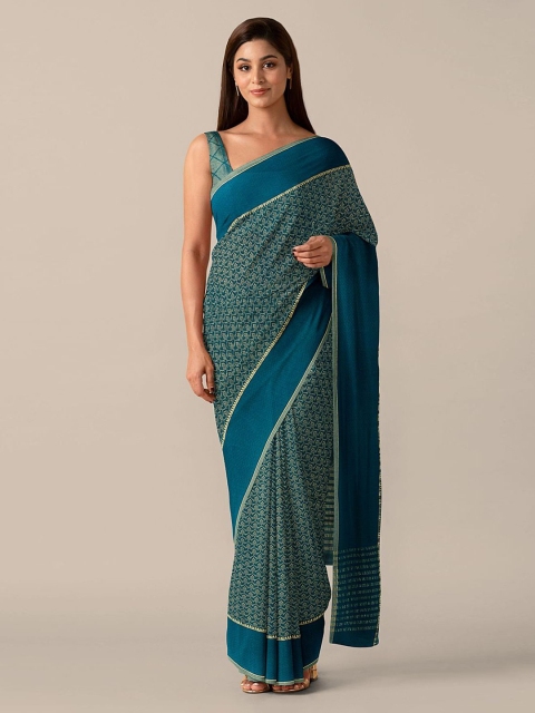 

Taneira Blue Printed Pure Georgette Saree