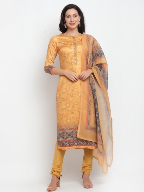 

Stylee LIFESTYLE Yellow & Grey Pure Cotton Unstitched Dress Material