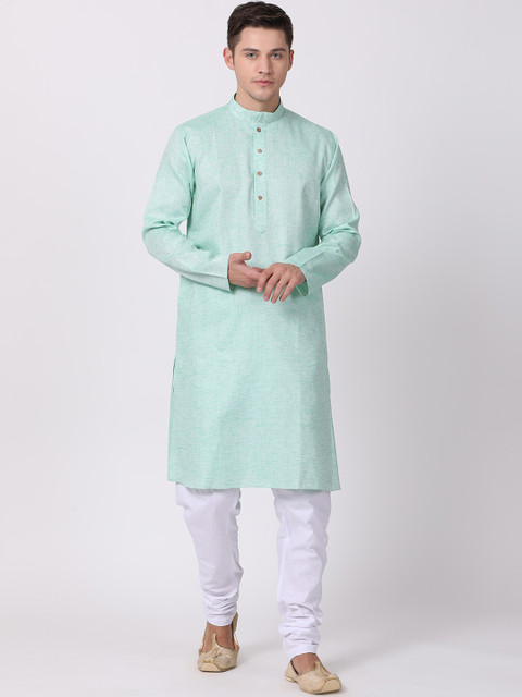 

TABARD Men Sea Green Woven Design Kurta