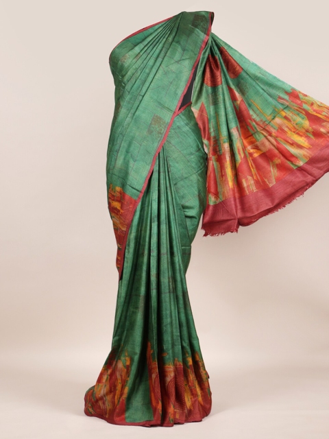 

Pothys Green Pure Silk Woven Design Tussar Saree