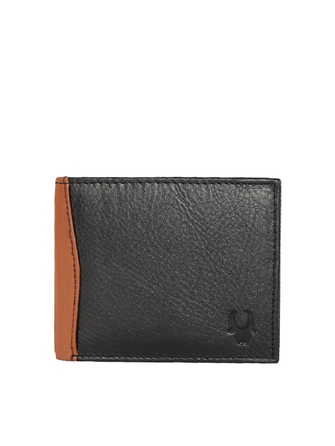 

WildHorn Men Black & Tan Colourblocked RFID Leather Two Fold Wallet