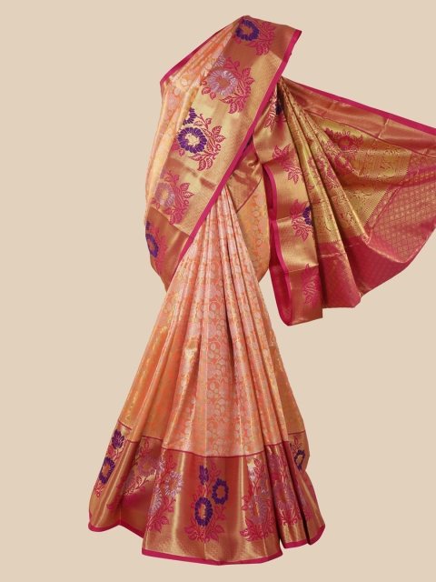 

Pothys Peach-Coloured Woven Design Pure Silk Saree