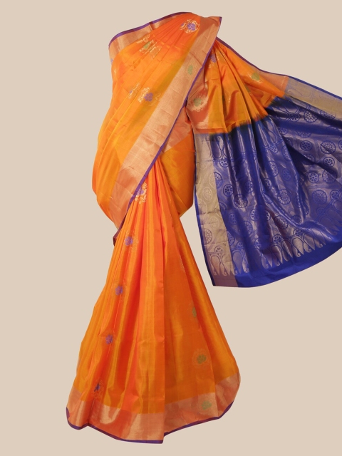 Pothys Orange Pure Silk Woven Design Kanjeevaram Saree