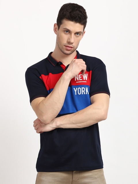 

V2 Value & Variety Men Navy Blue Solid Polo Collar T-shirt