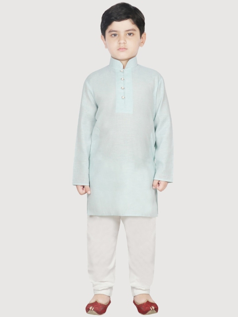 

SG YUVRAJ Boys Green Pure Cotton Kurta with Pyjamas