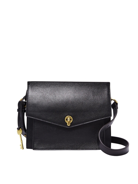

Fossil Black Solid Leather Sling Bag